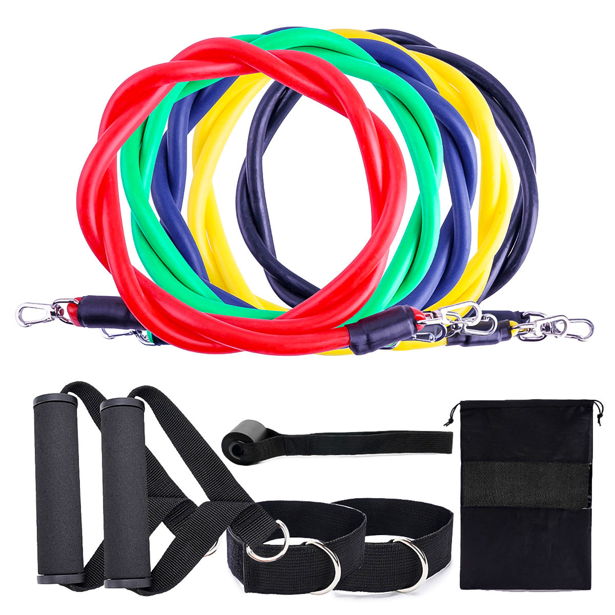 TotalFit 11-Piece Resistance Band Set – Full-Body Workout System with Handles & Anchors