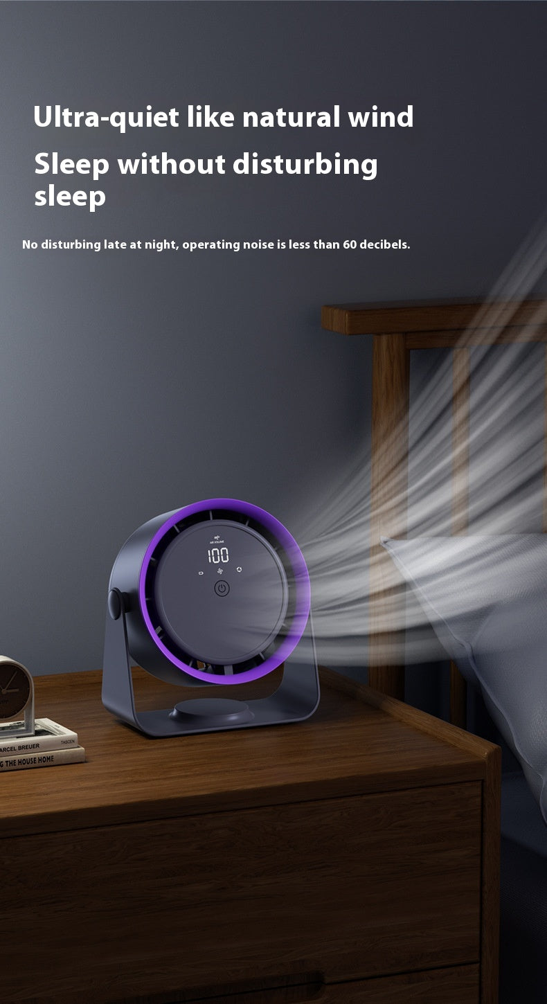 Portable desk & wall fan - rechargable, powerful, quiet with digital controls