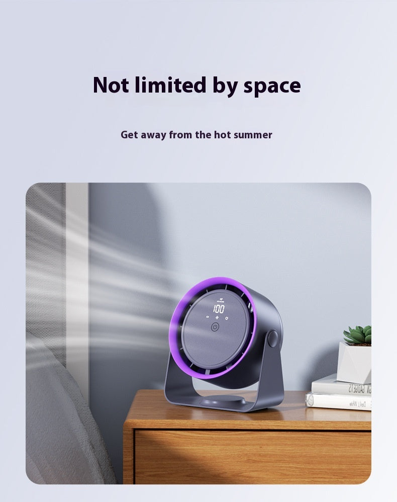 Portable desk & wall fan - rechargable, powerful, quiet with digital controls
