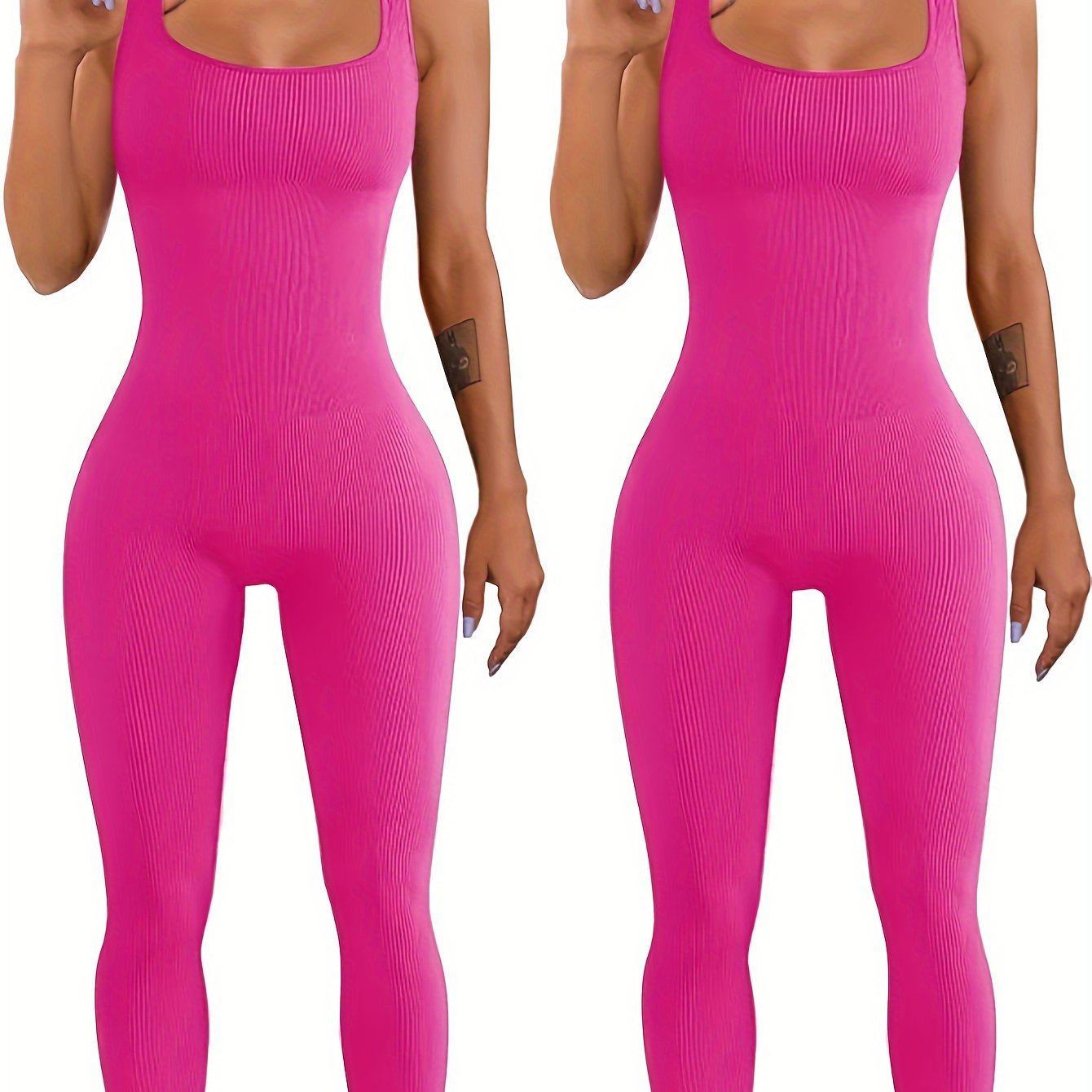 Seamless Sculpting Ribbed Bodysuit – Full-Length Shaping Tank Jumpsuit