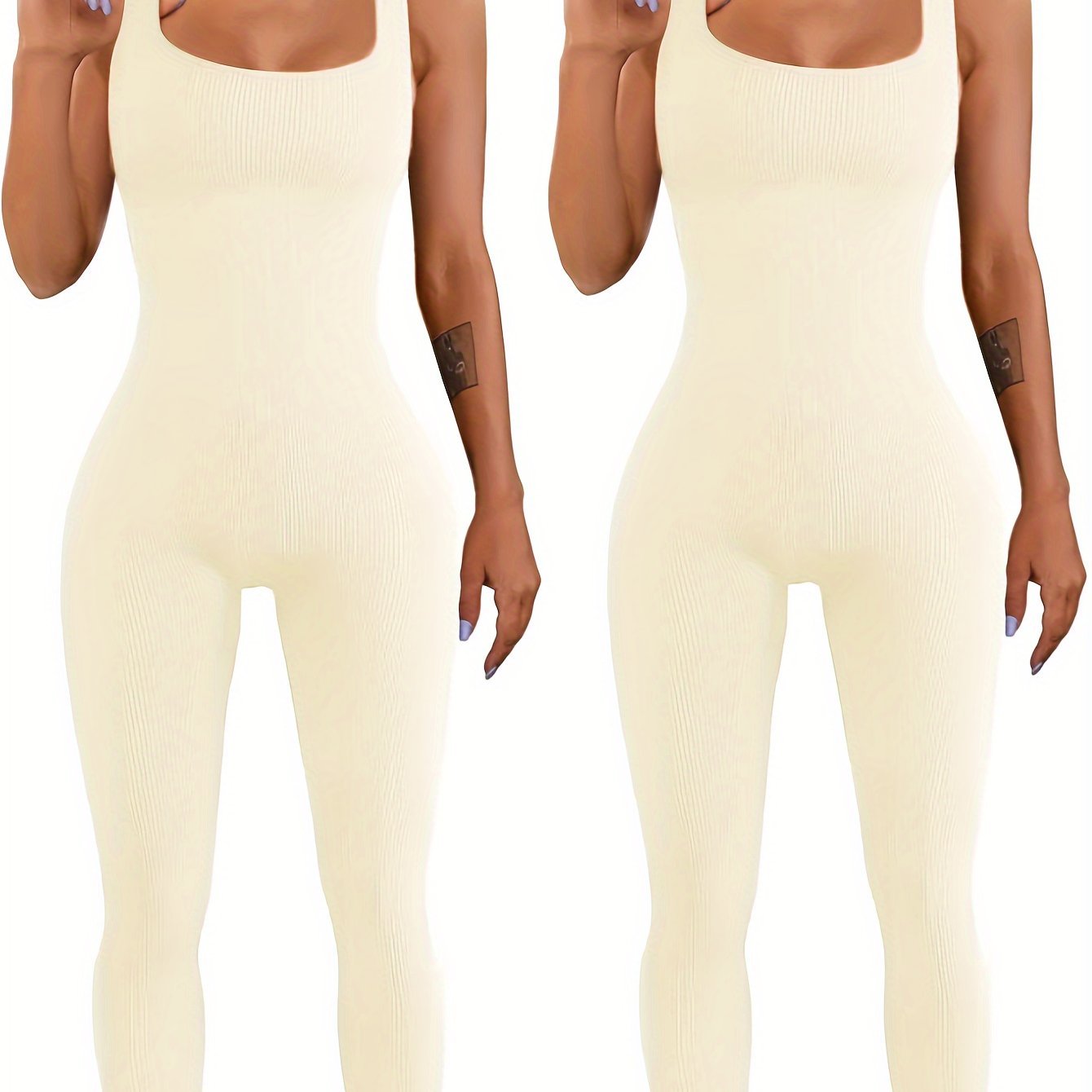 Seamless Sculpting Ribbed Bodysuit – Full-Length Shaping Tank Jumpsuit