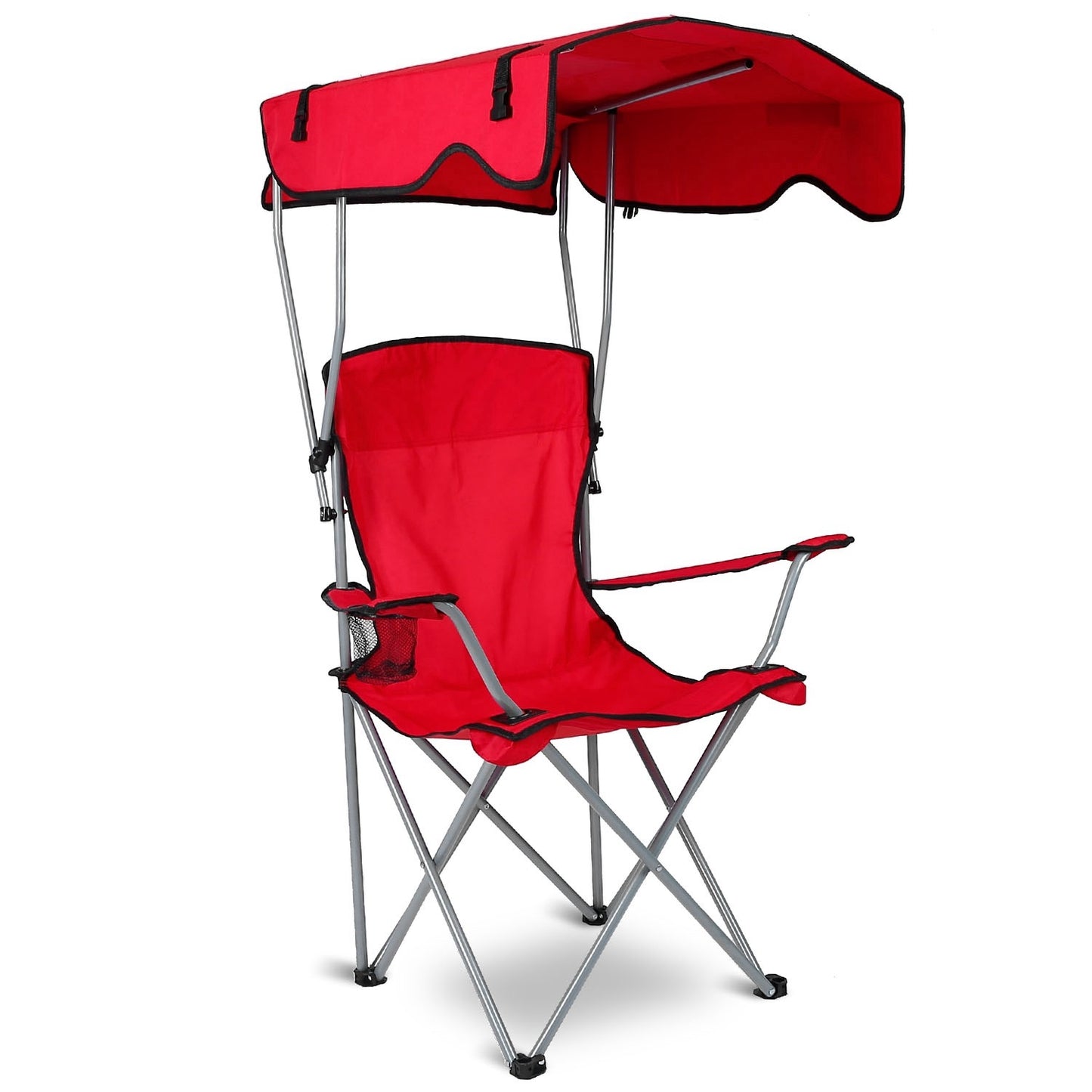 Folding Camping Chair with Canopy and Cup Holder - 330 lb Max Load