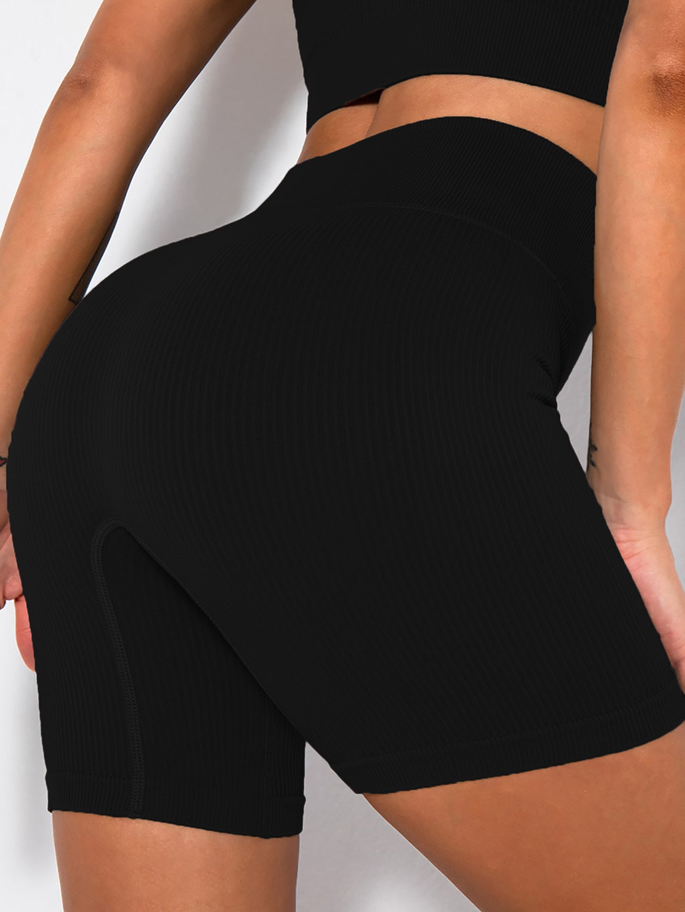 Yoga Shorts Ribbed Seamless Workout High Waist Athletic Leggings Suitable For Yoga Fitness