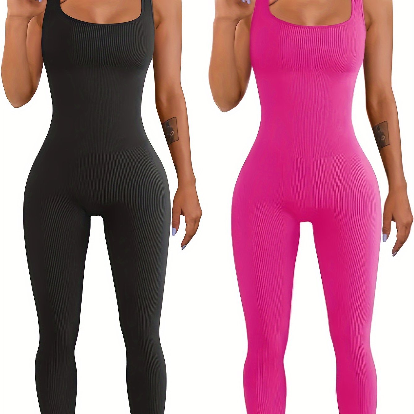 Seamless Sculpting Ribbed Bodysuit – Full-Length Shaping Tank Jumpsuit