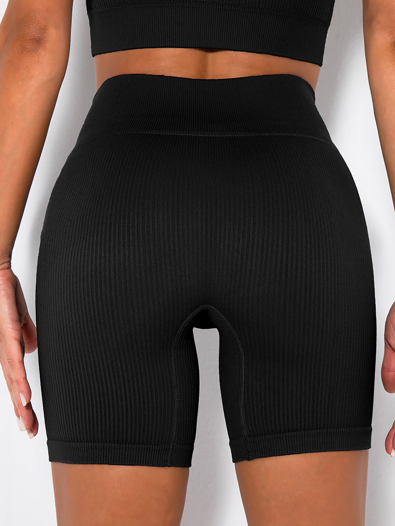 Yoga Shorts Ribbed Seamless Workout High Waist Athletic Leggings Suitable For Yoga Fitness