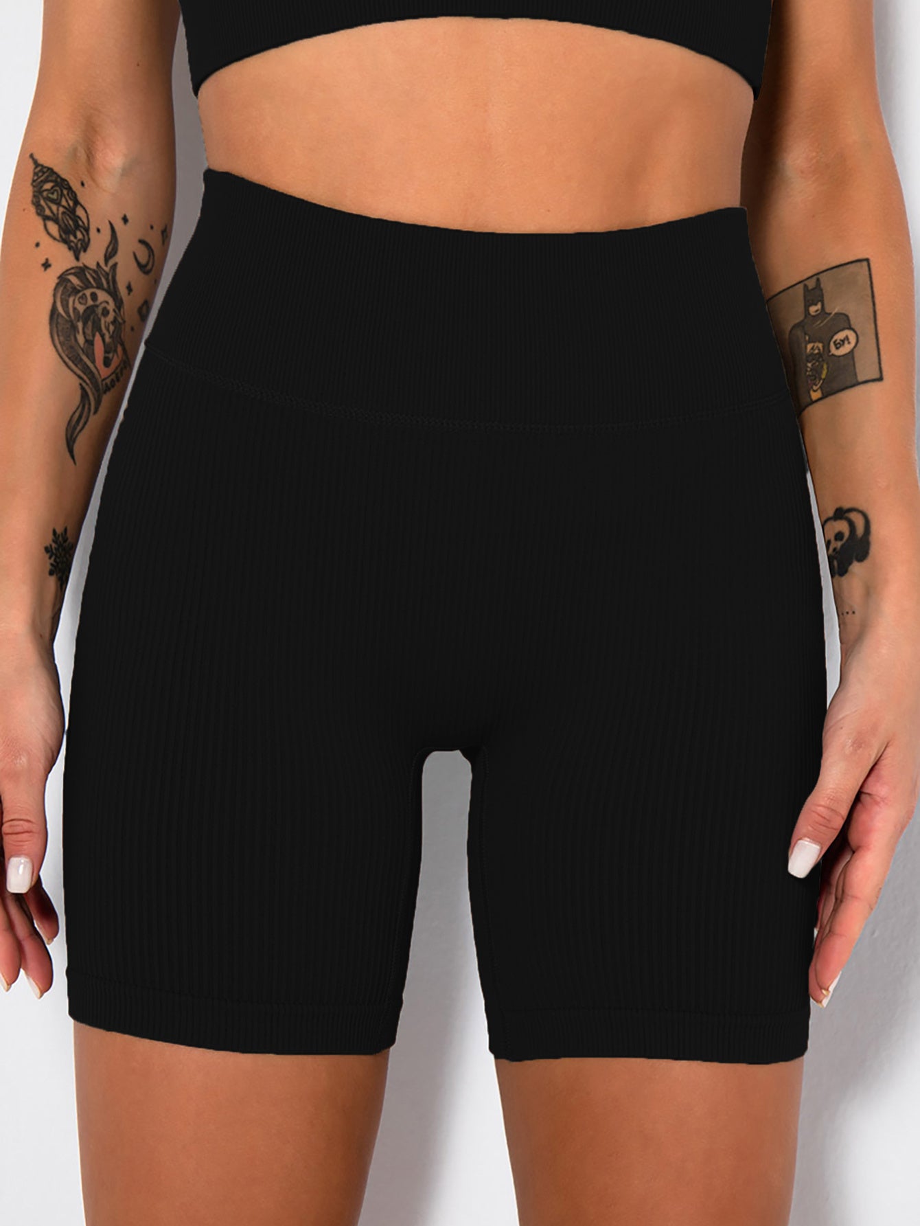 Yoga Shorts Ribbed Seamless Workout High Waist Athletic Leggings Suitable For Yoga Fitness