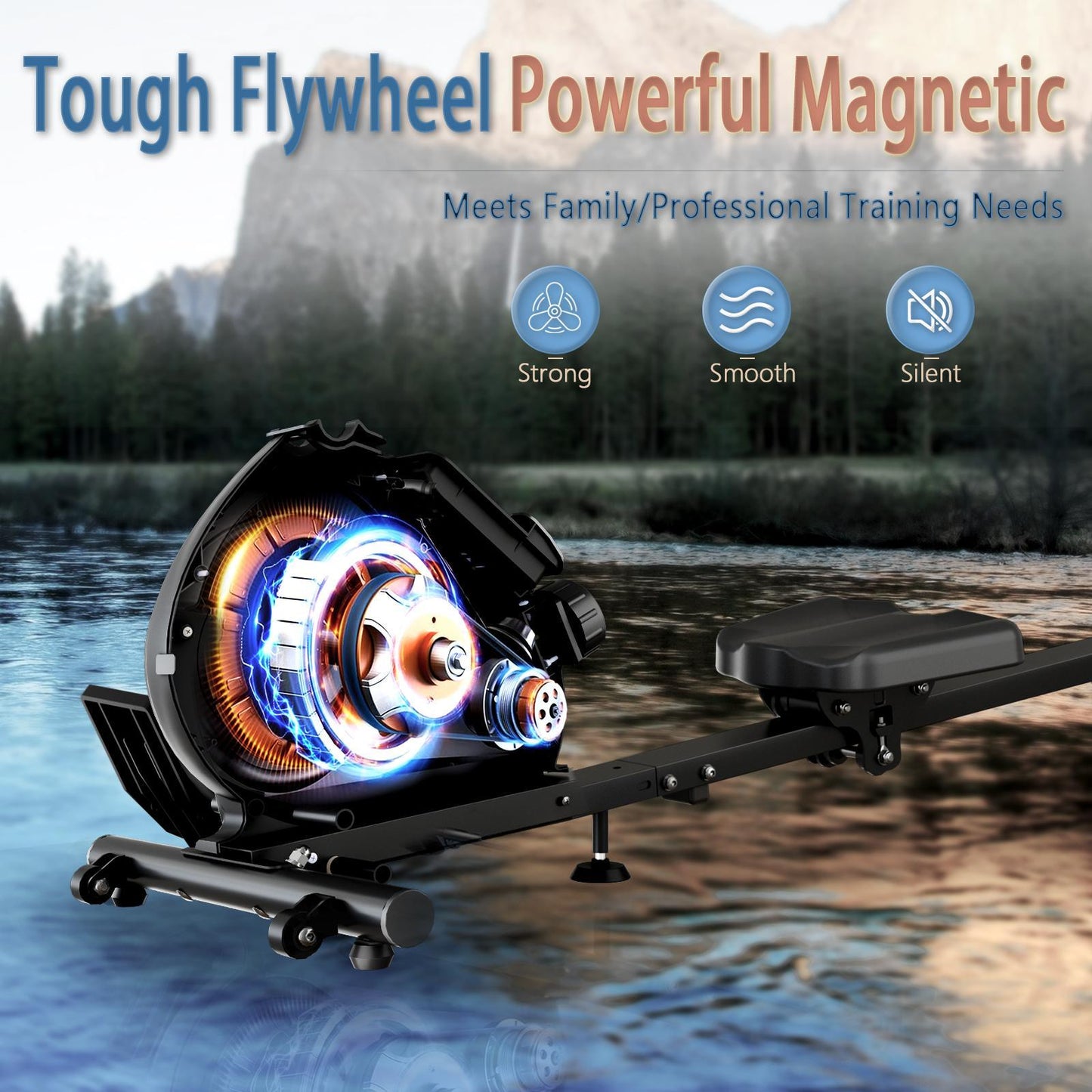 Magnetic Resistance Home Rowing Machine with Smart Display