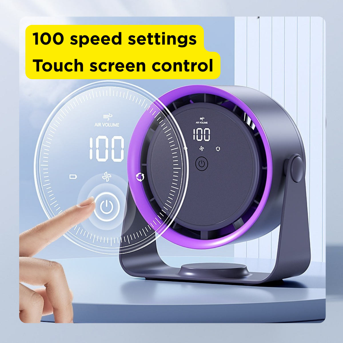 Portable desk & wall fan - rechargable, powerful, quiet with digital controls