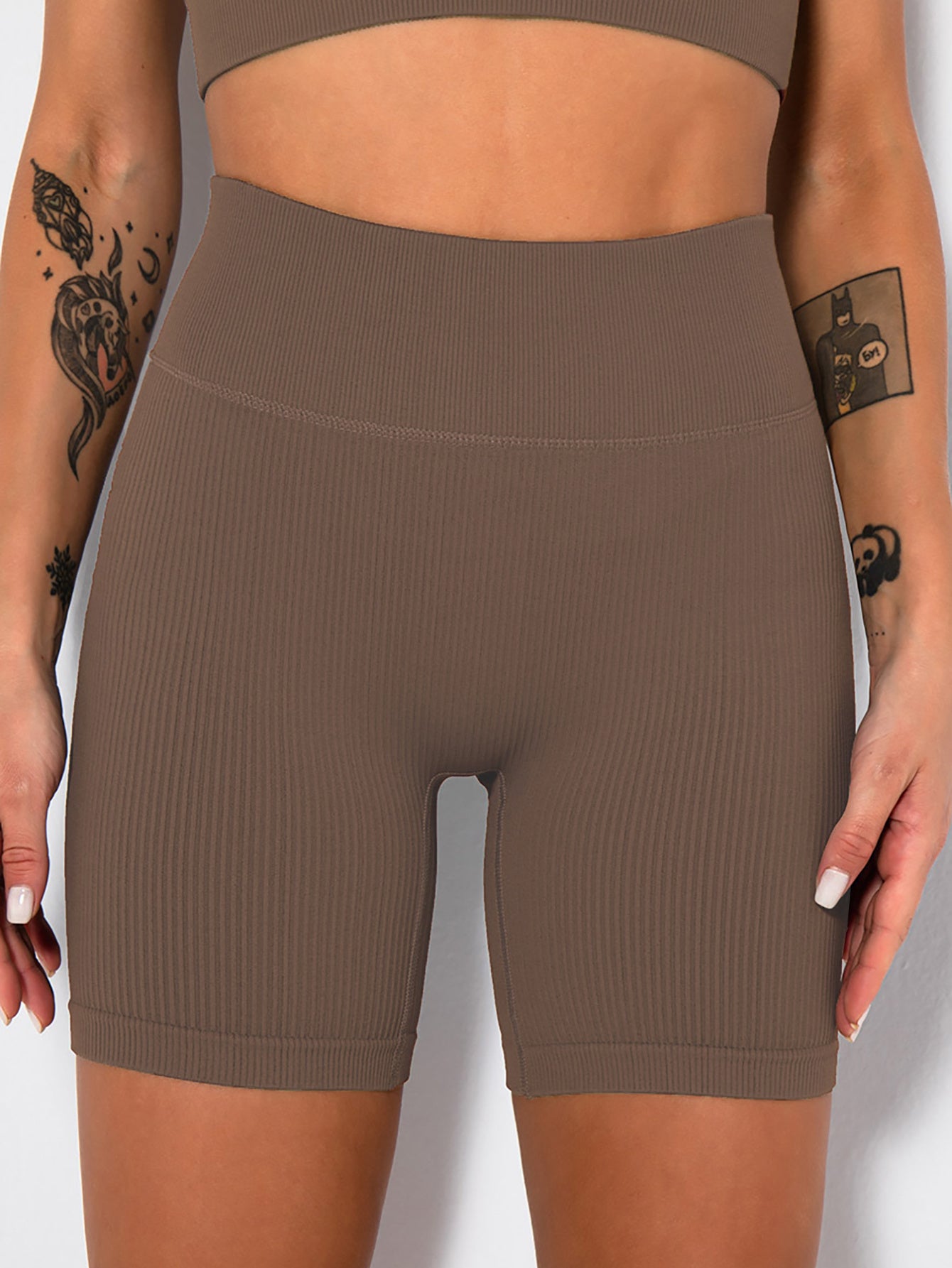 Yoga Shorts Ribbed Seamless Workout High Waist Athletic Leggings Suitable For Yoga Fitness