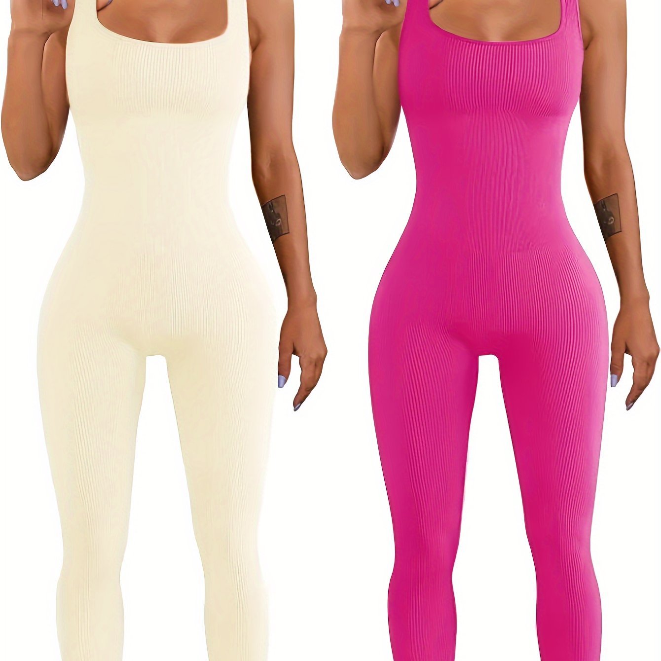 Seamless Sculpting Ribbed Bodysuit – Full-Length Shaping Tank Jumpsuit