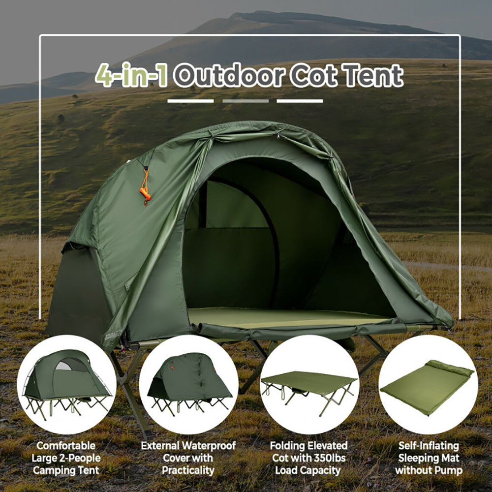 2-Person Elevated Camping Tent with Roller Carry Bag