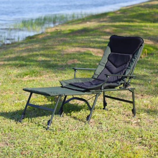 Adjustable Reclining Camping Lounge Chair with Removable Footrest