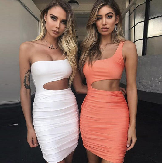Sculpted One-Shoulder Cutout Mini Dress