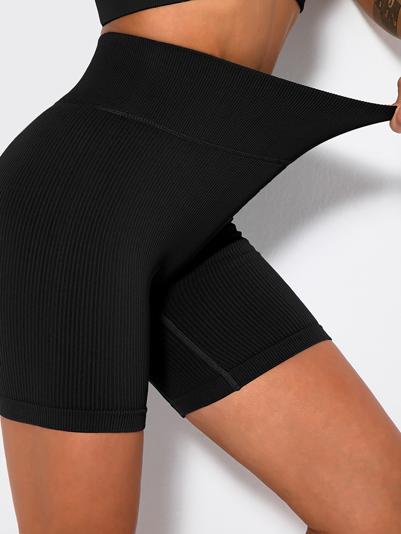 Yoga Shorts Ribbed Seamless Workout High Waist Athletic Leggings Suitable For Yoga Fitness