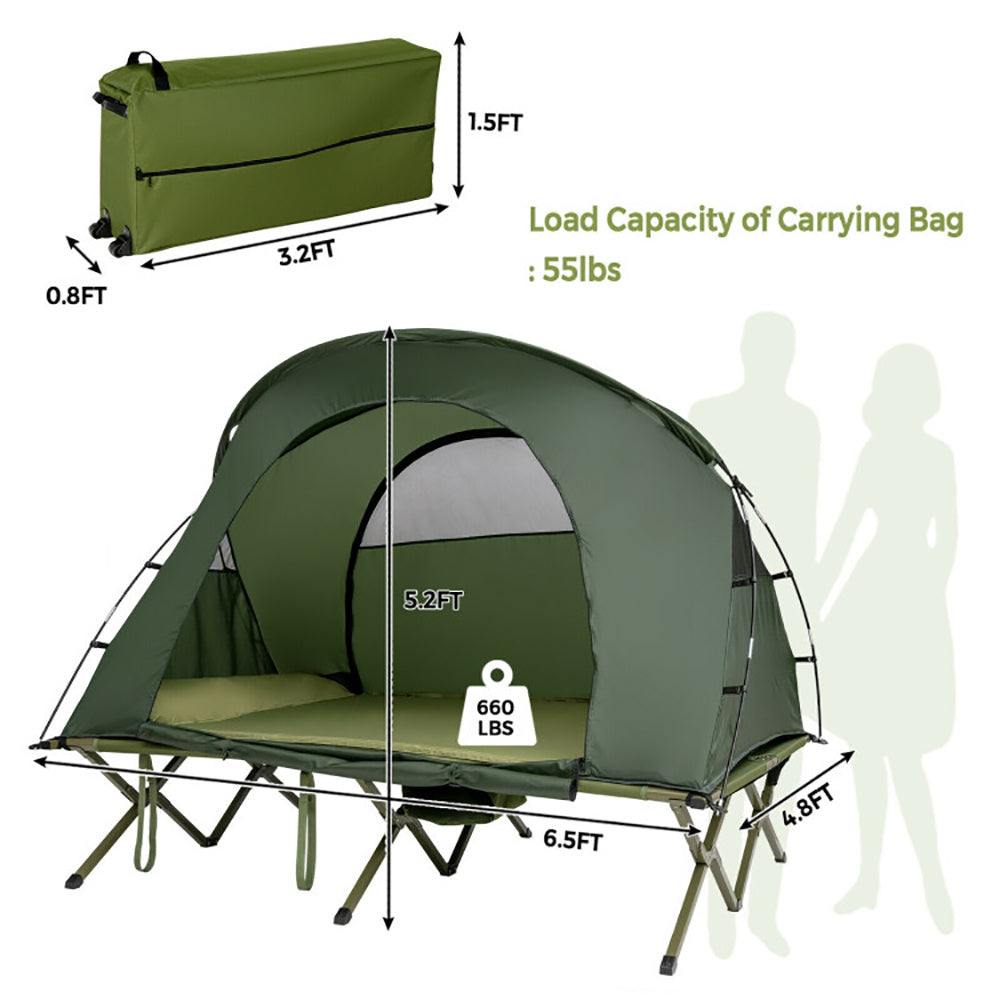 2-Person Elevated Camping Tent with Roller Carry Bag