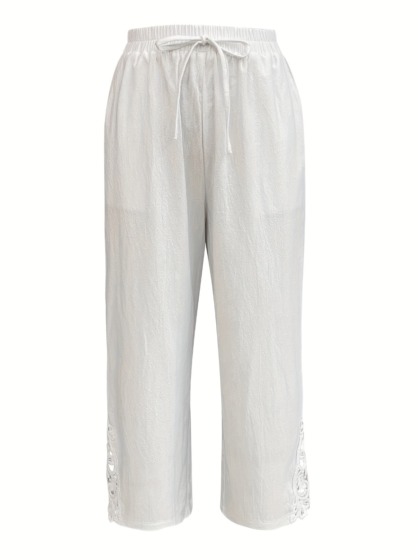 Breezy Bloom Lace-Hem Capri Pants