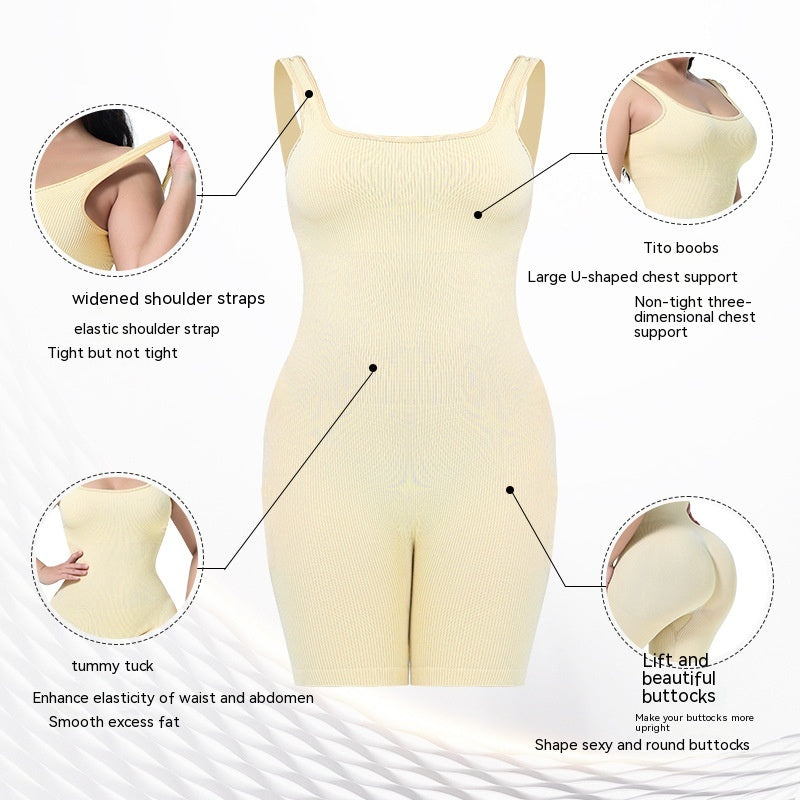 360° SculptFlex Ribbed Shaping Romper – One-Piece Waist Cincher Bodysuit