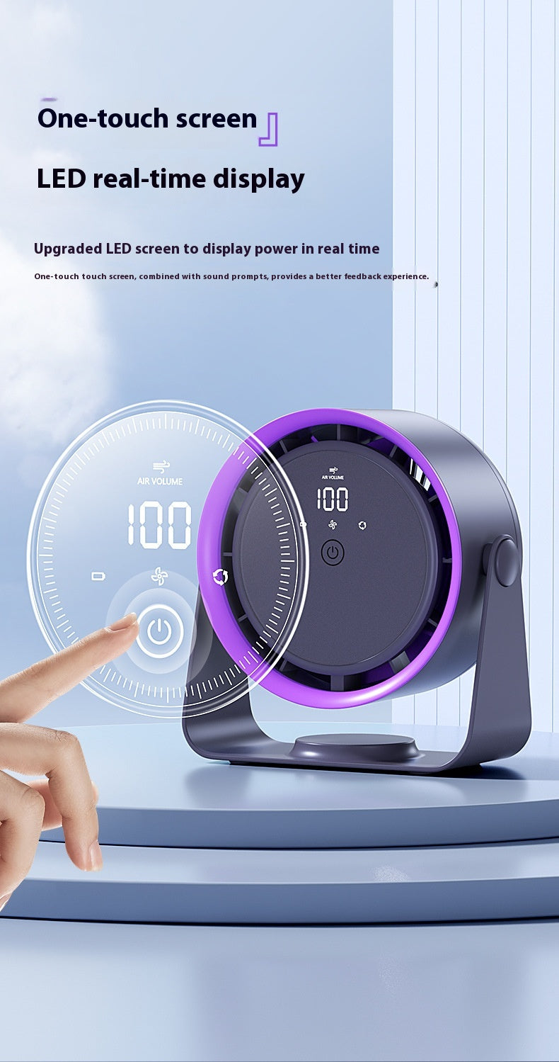 Portable desk & wall fan - rechargable, powerful, quiet with digital controls