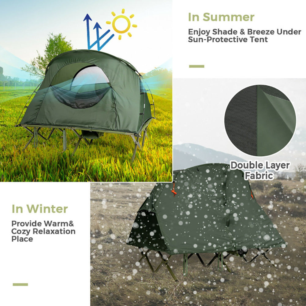 2-Person Elevated Camping Tent with Roller Carry Bag