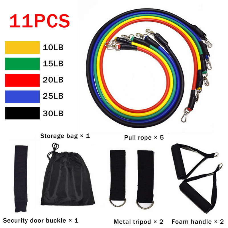 TotalFit 11-Piece Resistance Band Set – Full-Body Workout System with Handles & Anchors