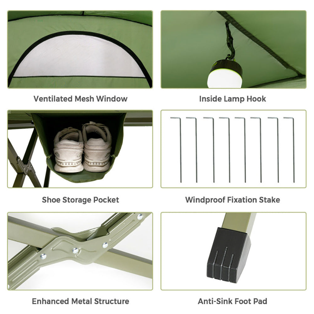 2-Person Elevated Camping Tent with Roller Carry Bag