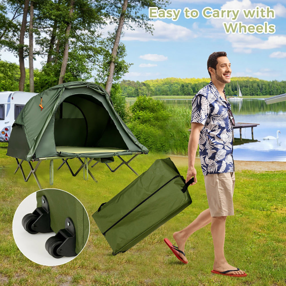 2-Person Elevated Camping Tent with Roller Carry Bag