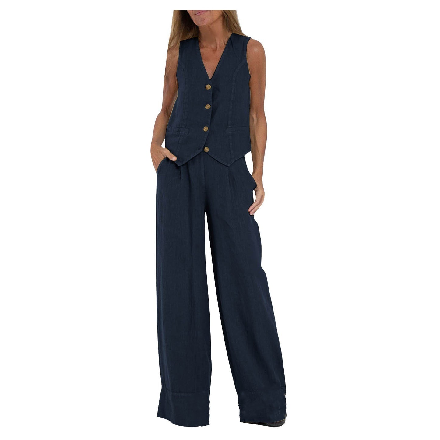 LuxeLoom Linen Vest & Wide-Leg Pants Set