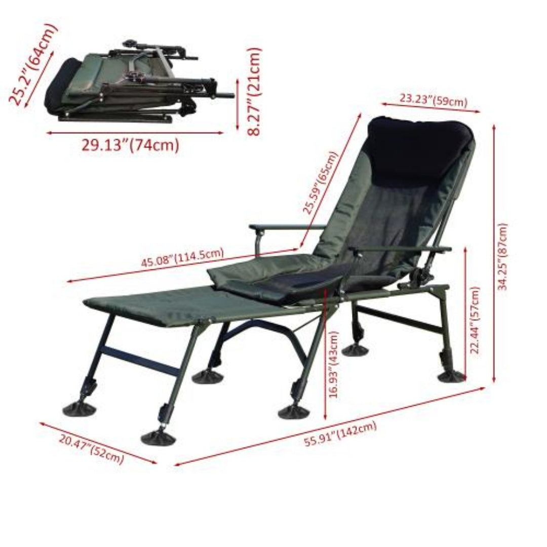 Adjustable Reclining Camping Lounge Chair with Removable Footrest