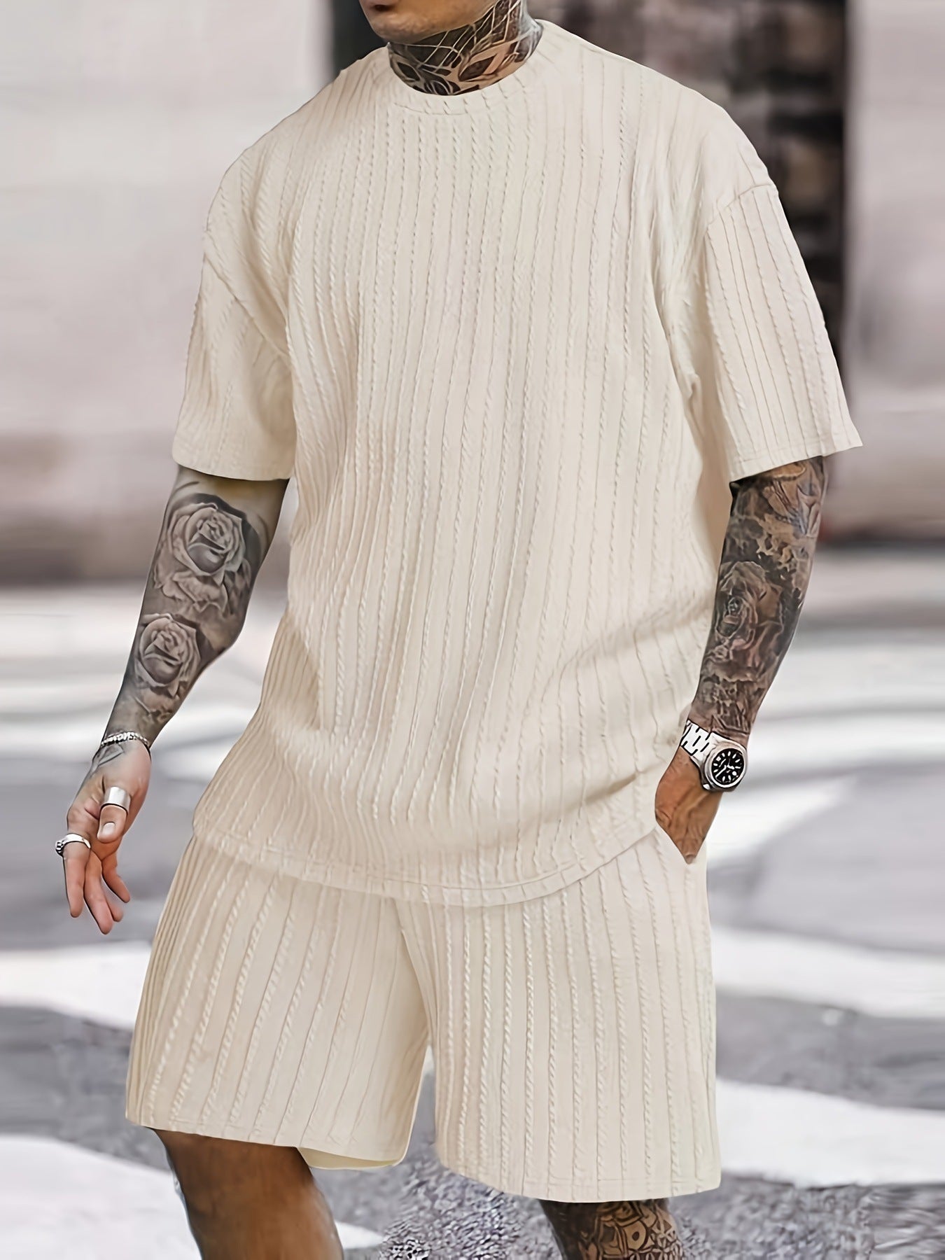 RibFlex™ Men’s Knit Lounge Set – Short Sleeve & Shorts