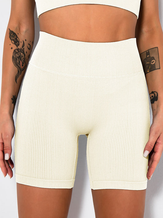 Yoga Shorts Ribbed Seamless Workout High Waist Athletic Leggings Suitable For Yoga Fitness