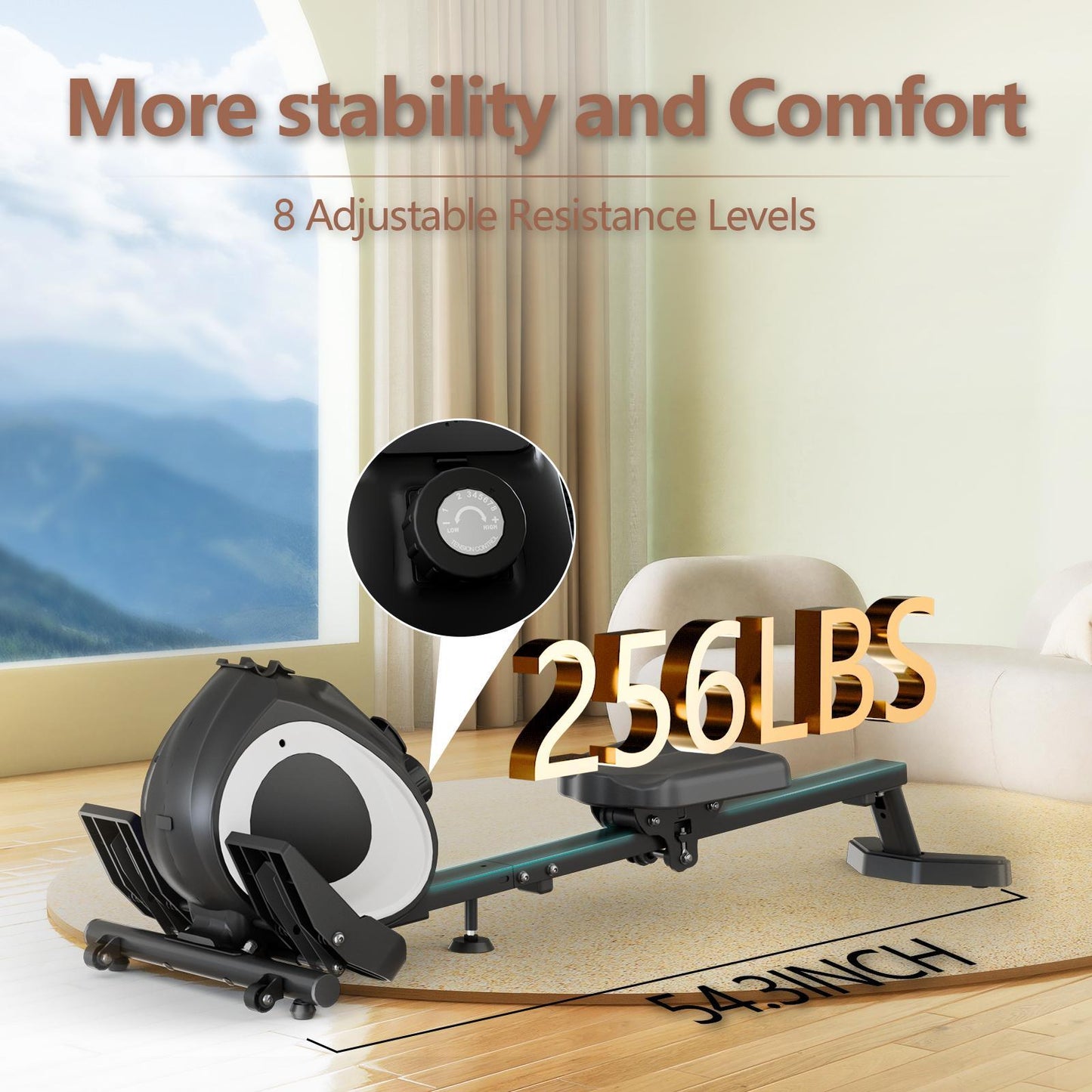Magnetic Resistance Home Rowing Machine with Smart Display