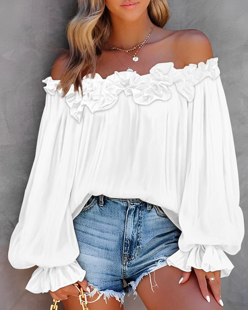 BloomSoft Ruffle Off-Shoulder Blouse