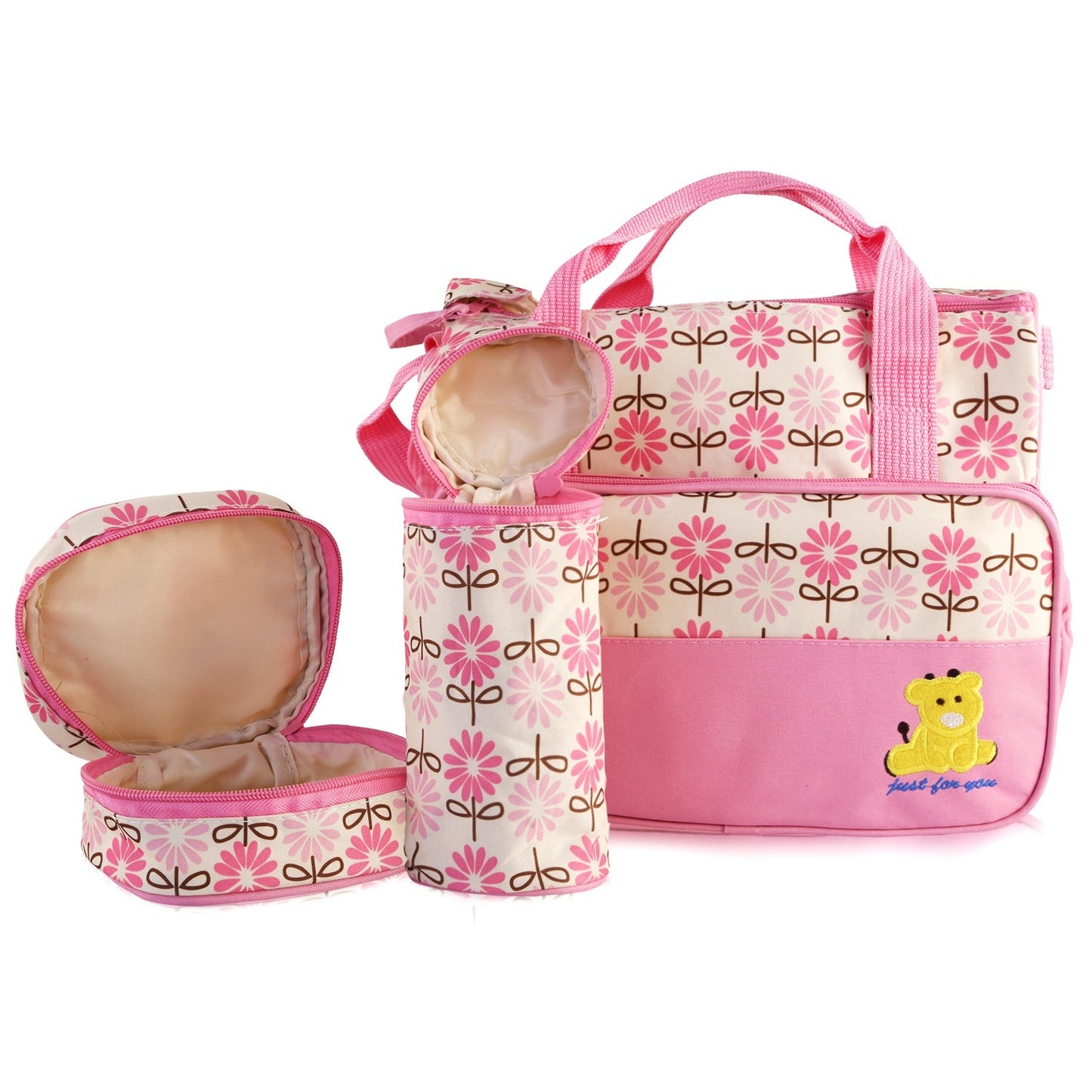 5-Piece Baby Diaper Bag Set – Waterproof Travel Tote with Bottle & Food Bags