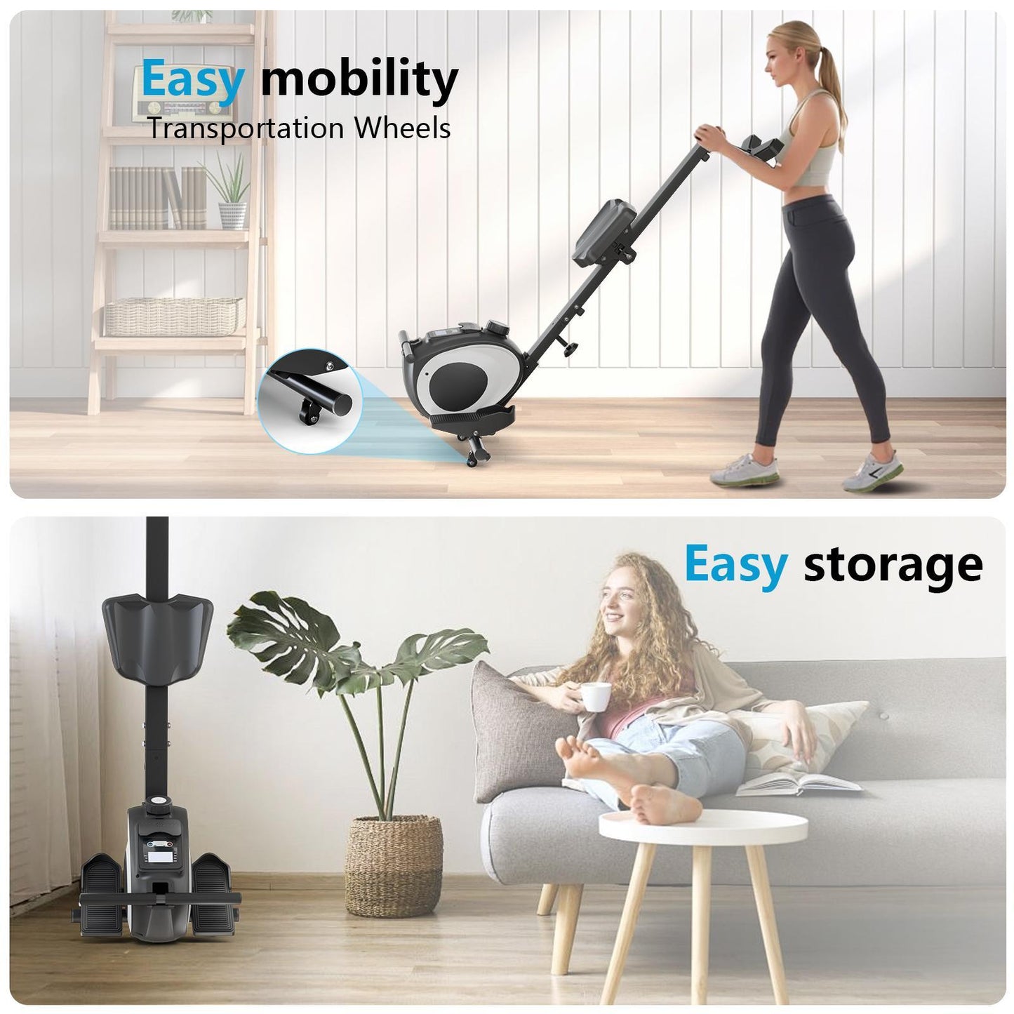 Magnetic Resistance Home Rowing Machine with Smart Display