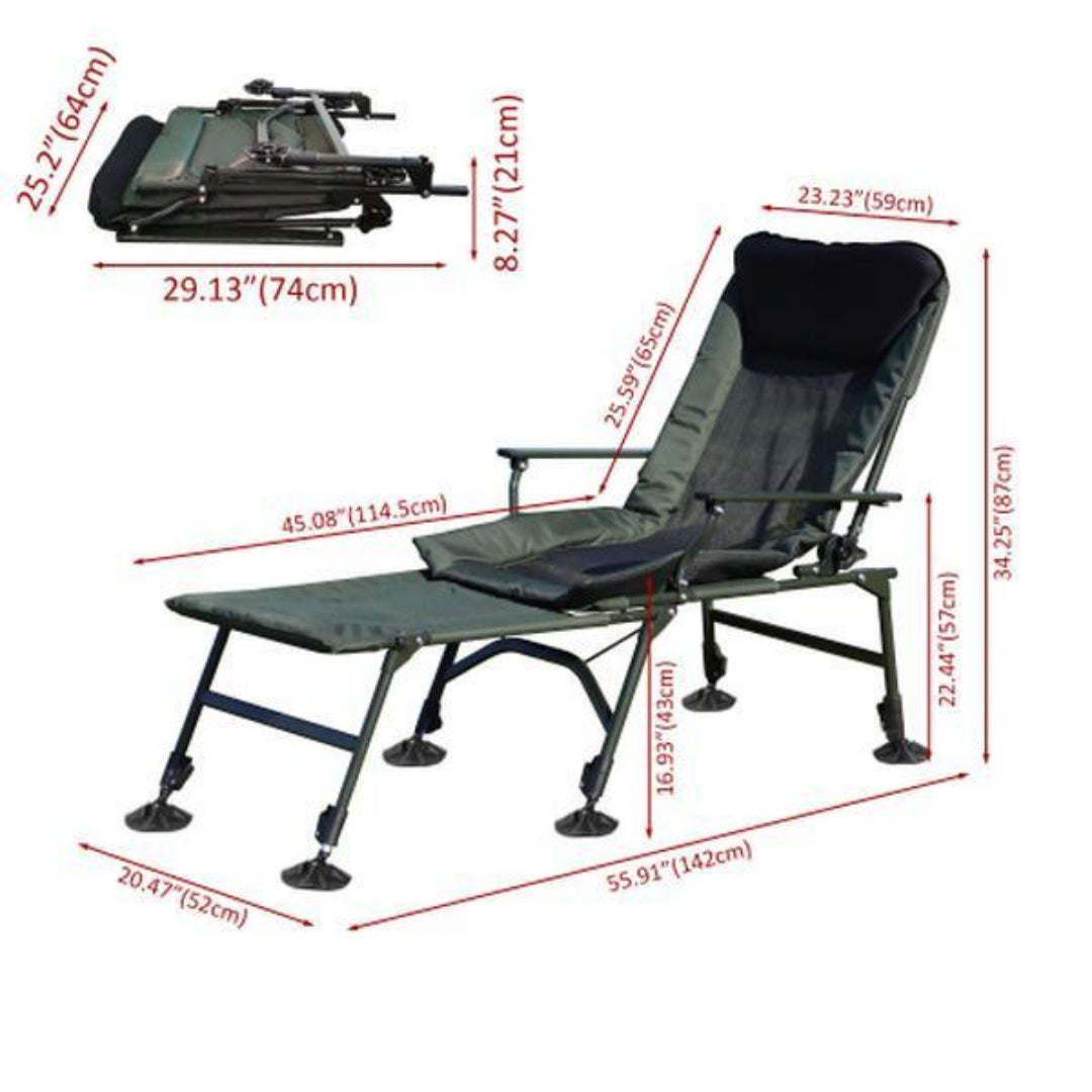 Adjustable Reclining Camping Lounge Chair with Removable Footrest