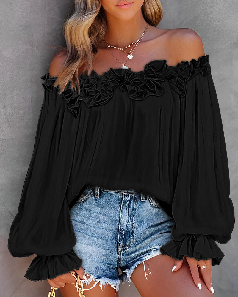 BloomSoft Ruffle Off-Shoulder Blouse