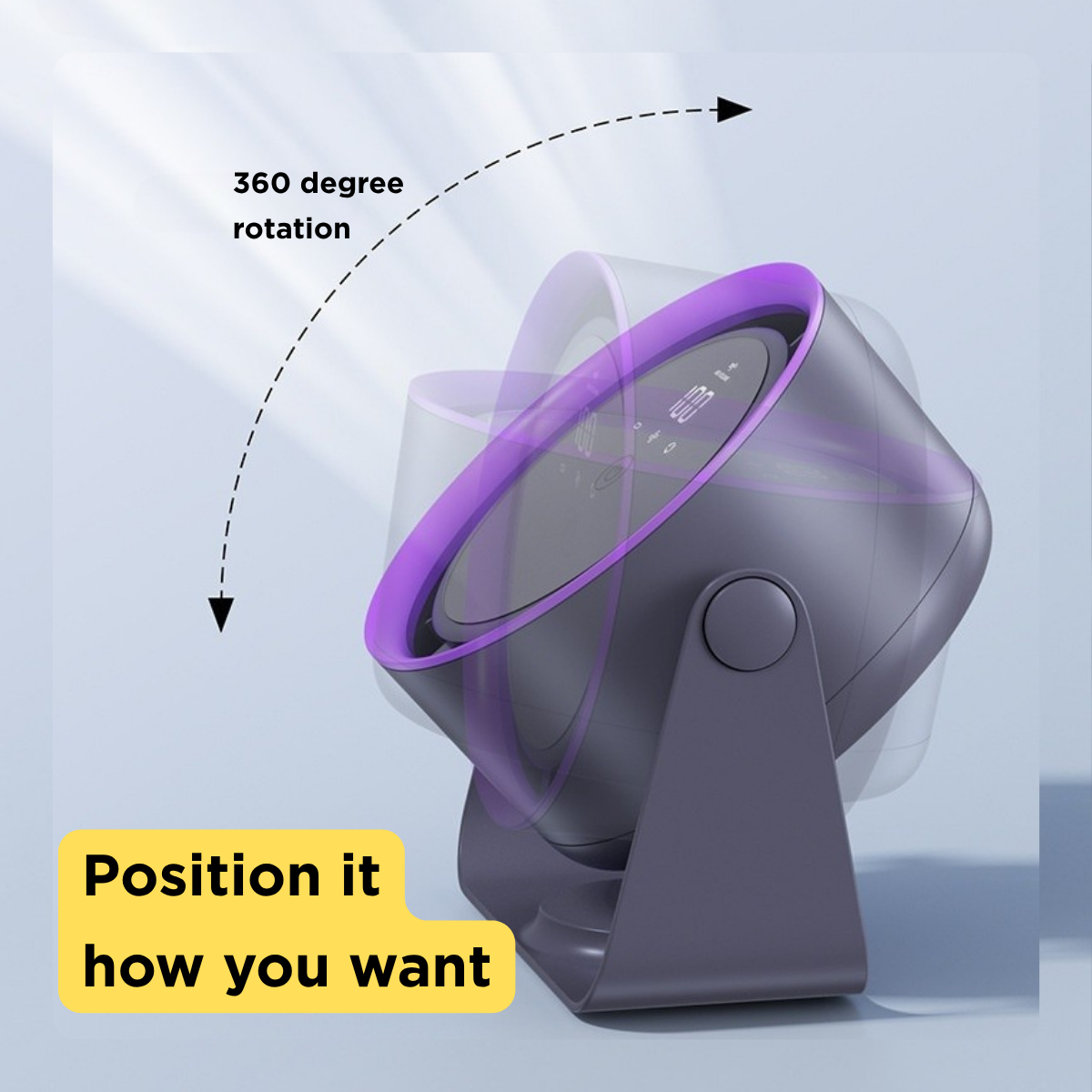 Portable desk & wall fan - rechargable, powerful, quiet with digital controls
