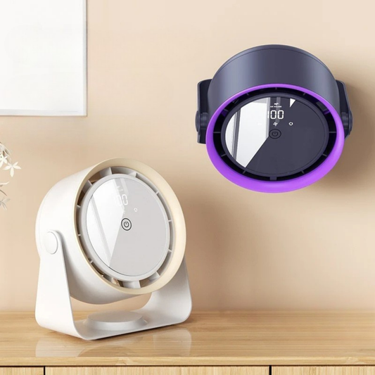 Portable desk & wall fan - rechargable, powerful, quiet with digital controls