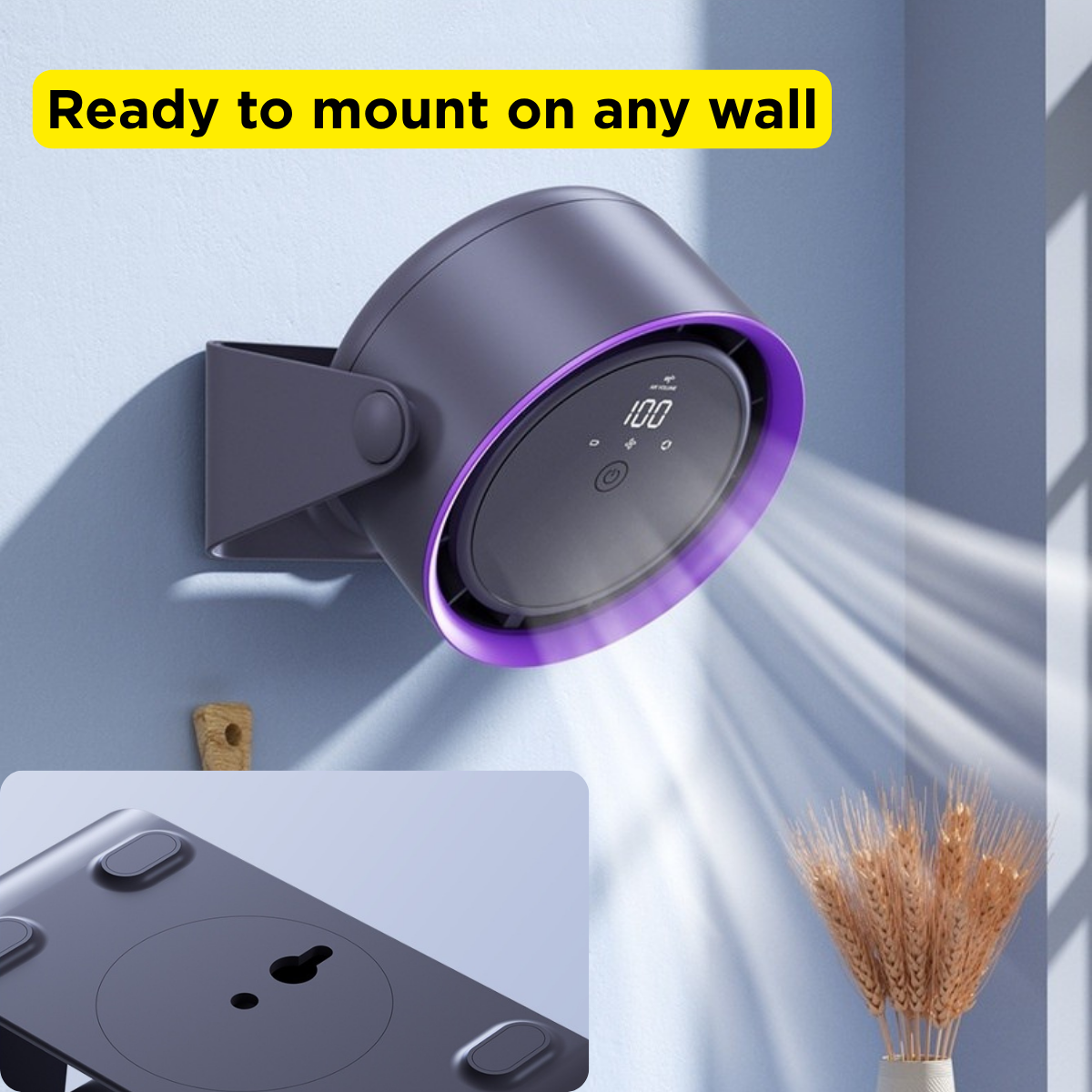 Portable desk & wall fan - rechargable, powerful, quiet with digital controls