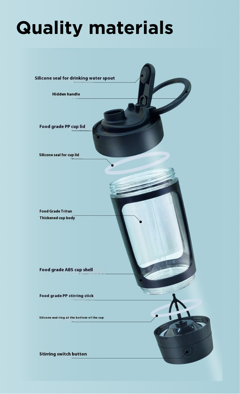 Rechargeable Electric Protein Shaker Bottle - 630ml