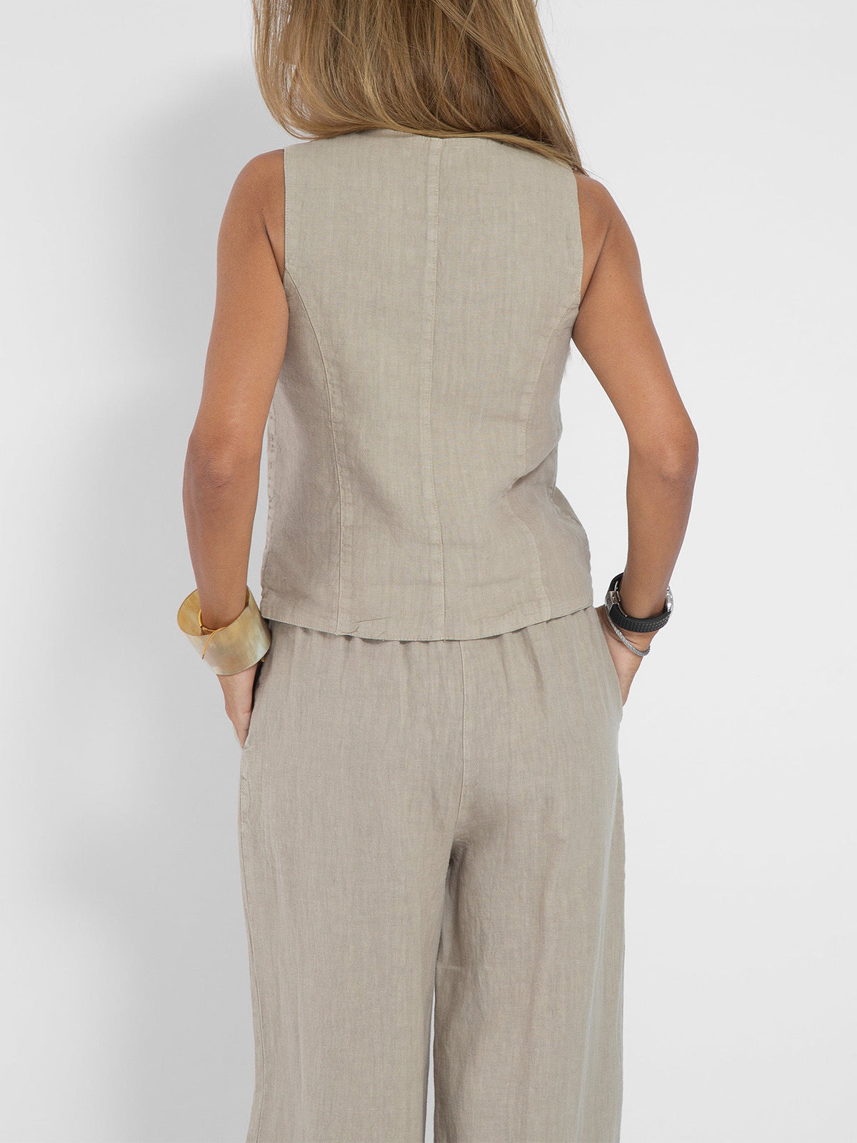 LuxeLoom Linen Vest & Wide-Leg Pants Set