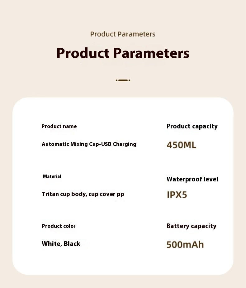 450ml Rechargeable Electric Protein Shaker