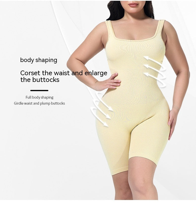 360° SculptFlex Ribbed Shaping Romper – One-Piece Waist Cincher Bodysuit