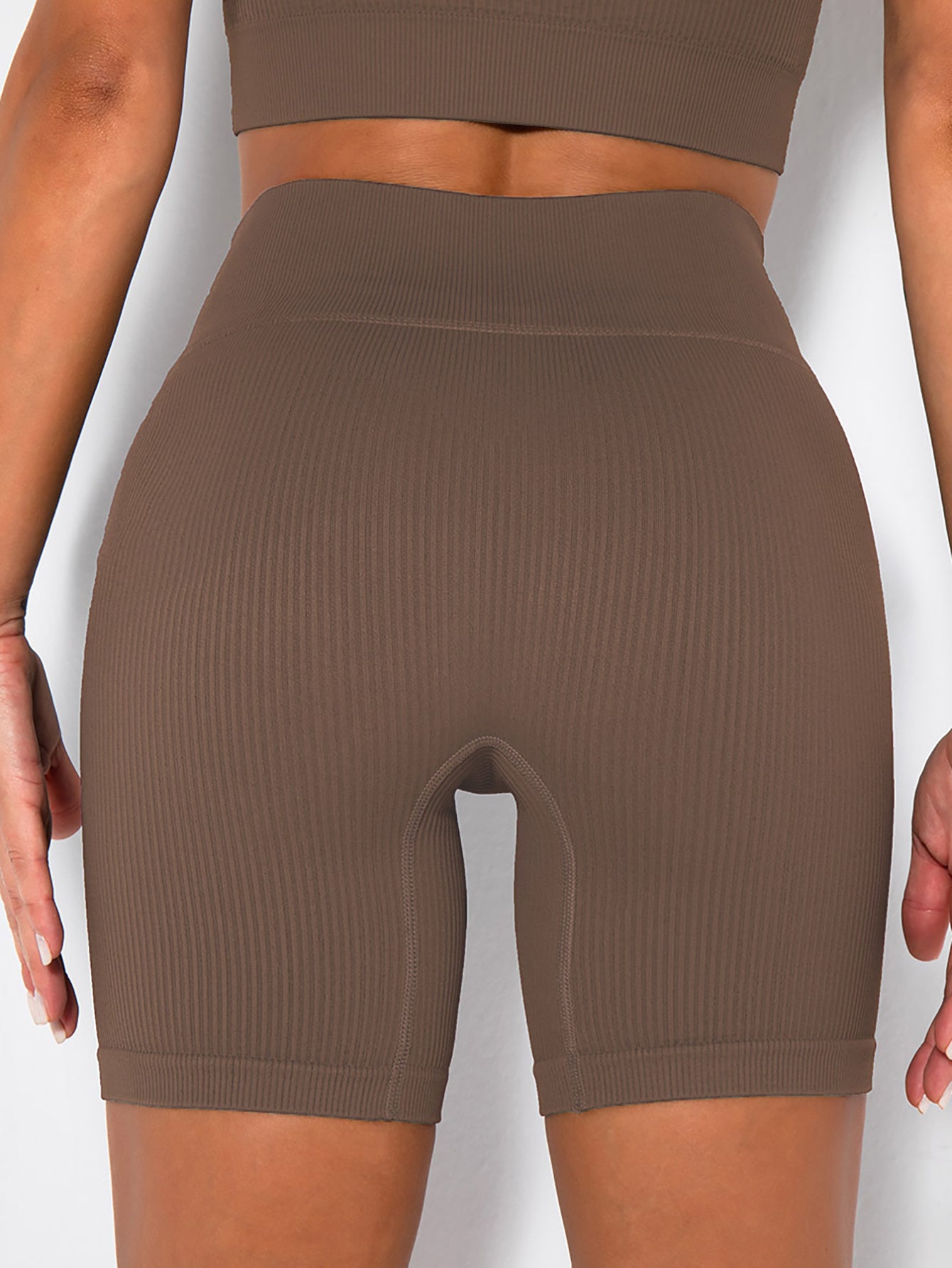 Yoga Shorts Ribbed Seamless Workout High Waist Athletic Leggings Suitable For Yoga Fitness