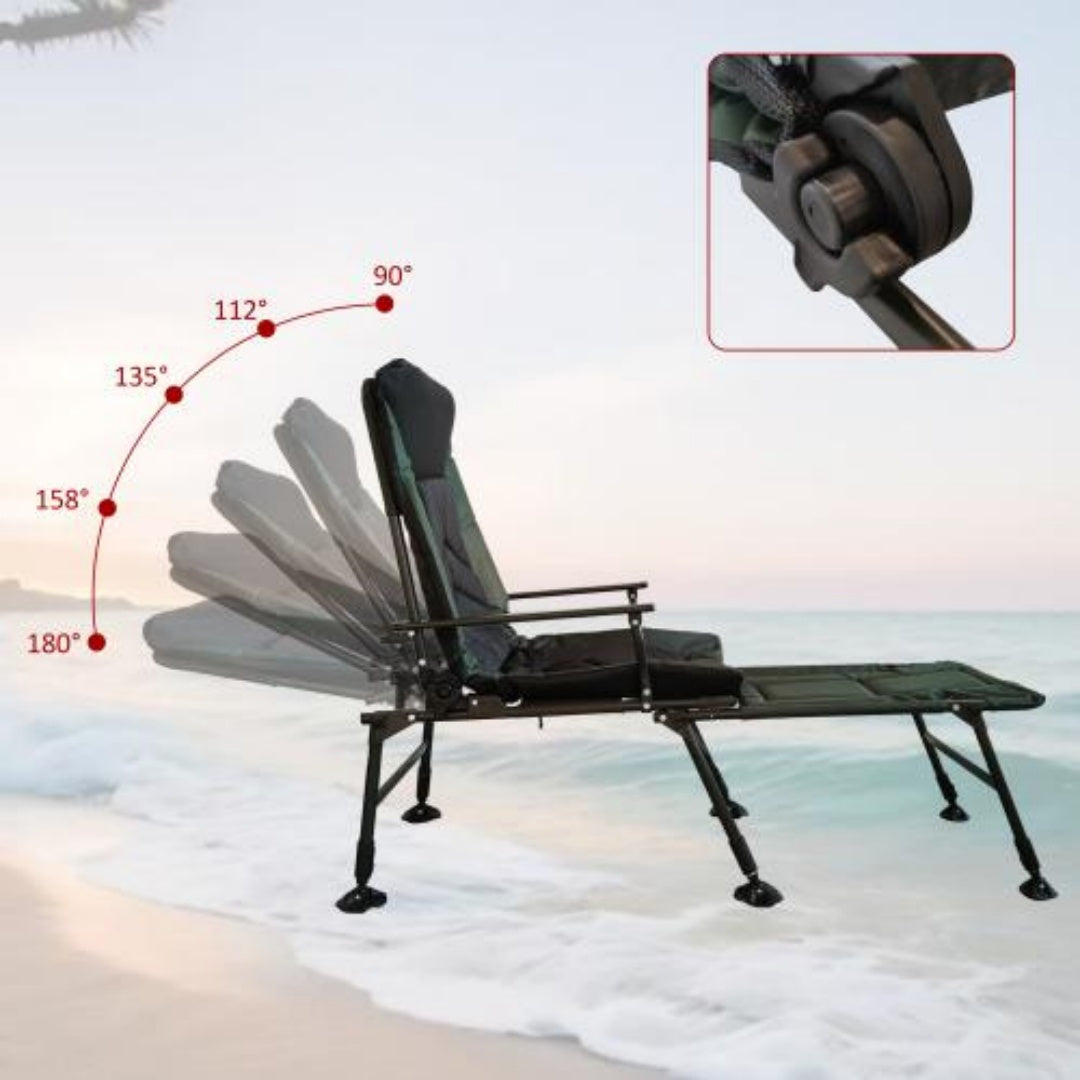Adjustable Reclining Camping Lounge Chair with Removable Footrest