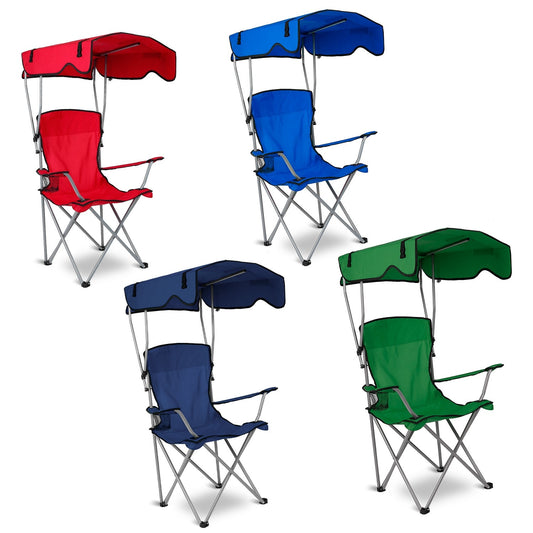 Folding Camping Chair with Canopy and Cup Holder - 330 lb Max Load