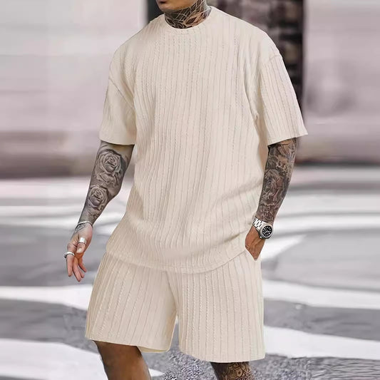 RibFlex™ Men’s Knit Lounge Set – Short Sleeve & Shorts