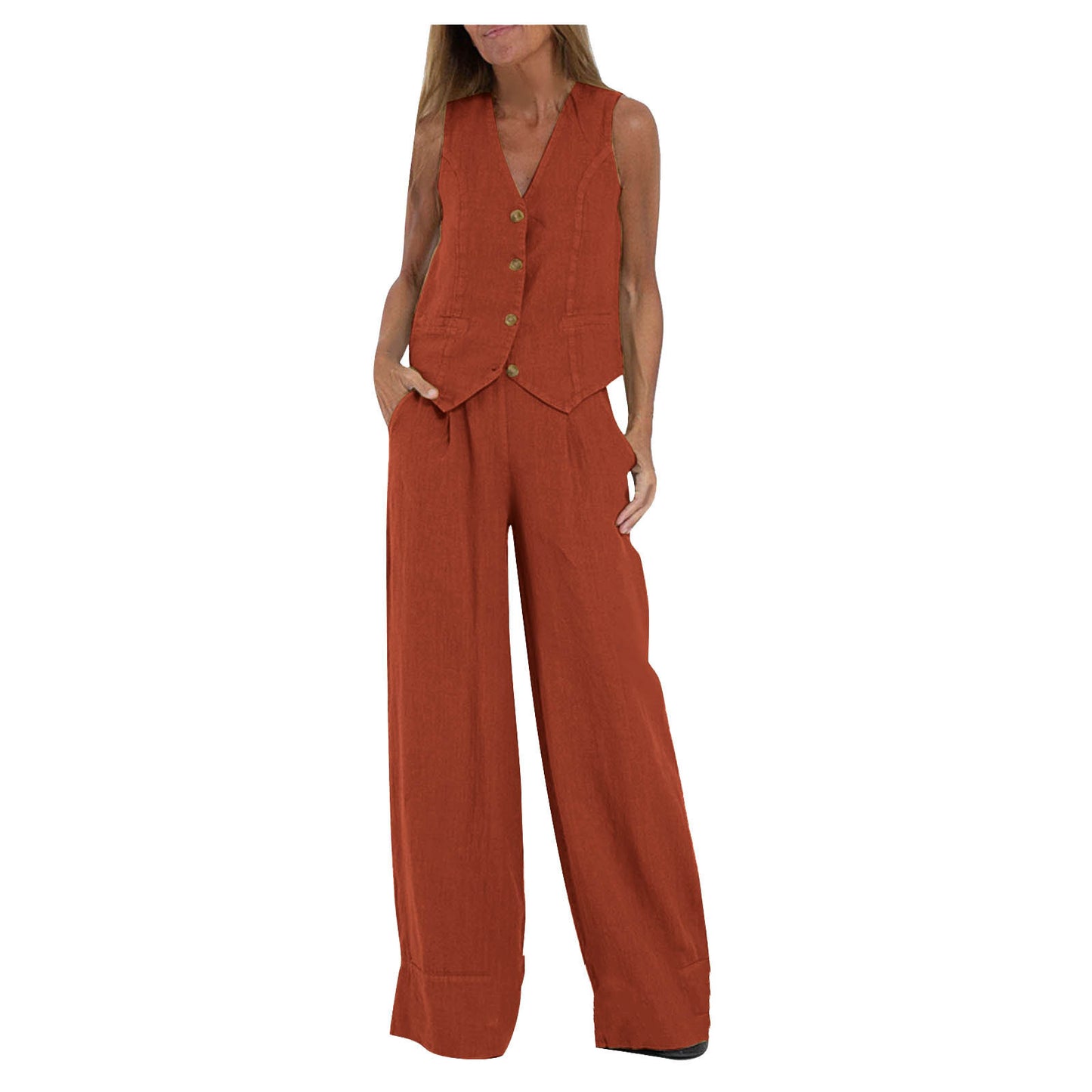 LuxeLoom Linen Vest & Wide-Leg Pants Set